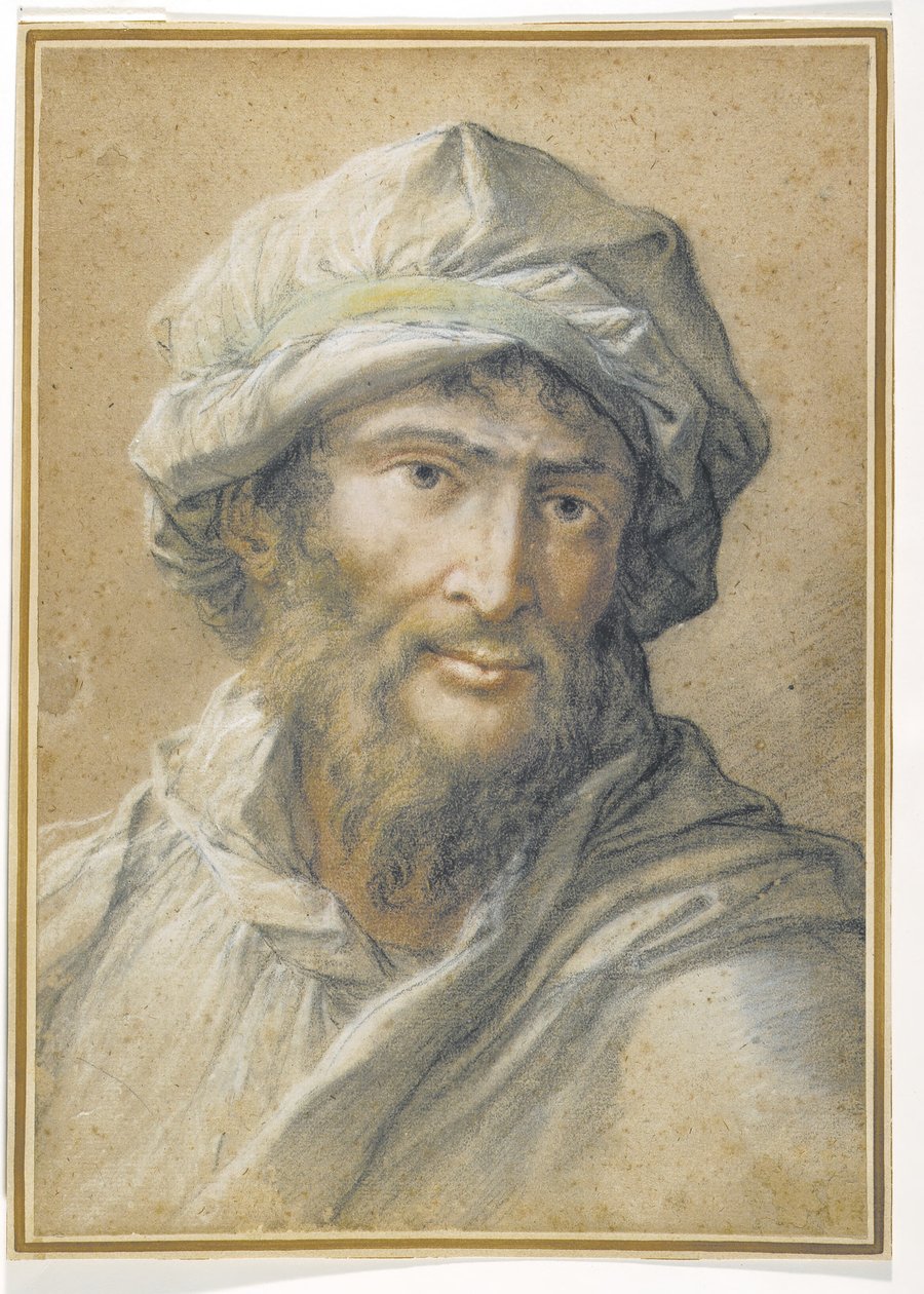 Cabeça de um homem barbudo usando um turbante de Salvator Rosa