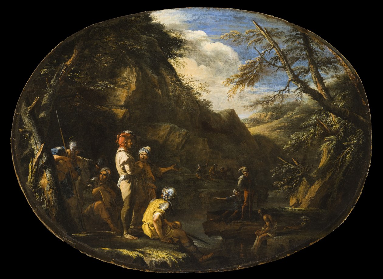 Paisagem com homens armados de Salvator Rosa