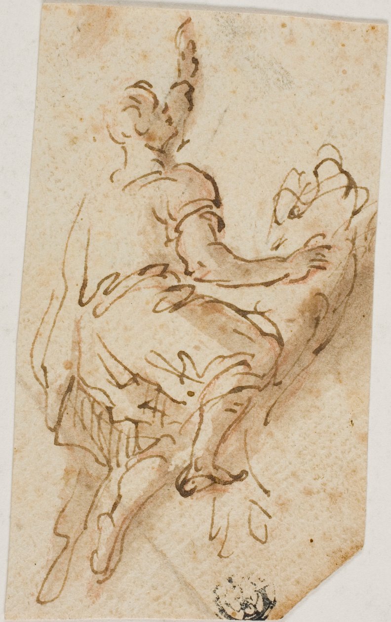 Homem a montar o leão de Salvator Rosa