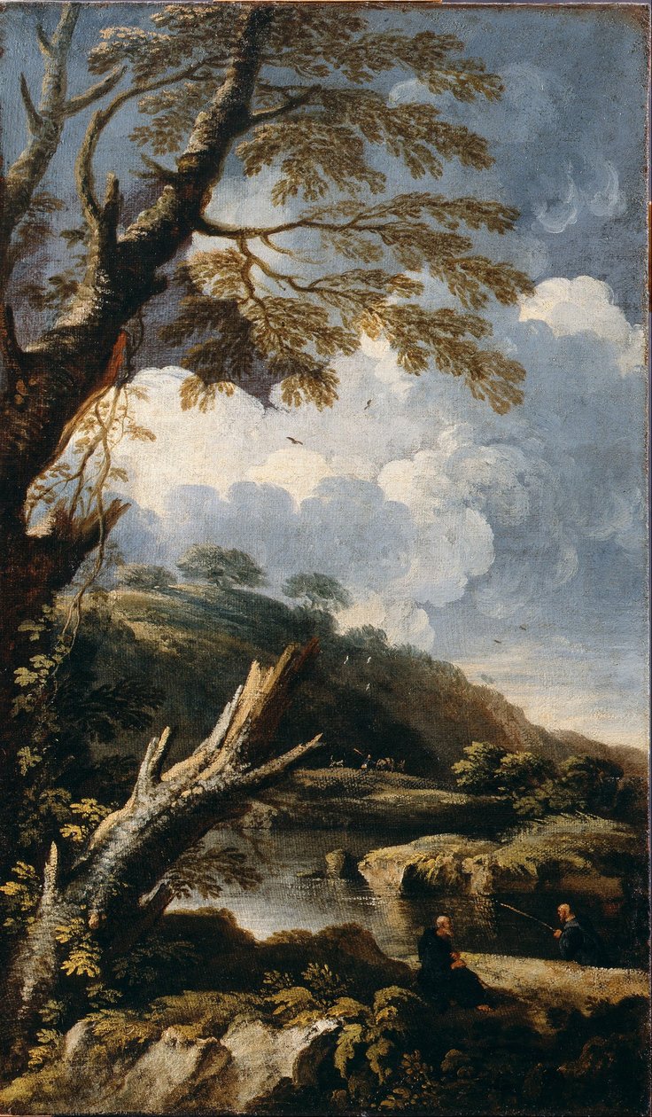 Monges a pescar de Salvator Rosa
