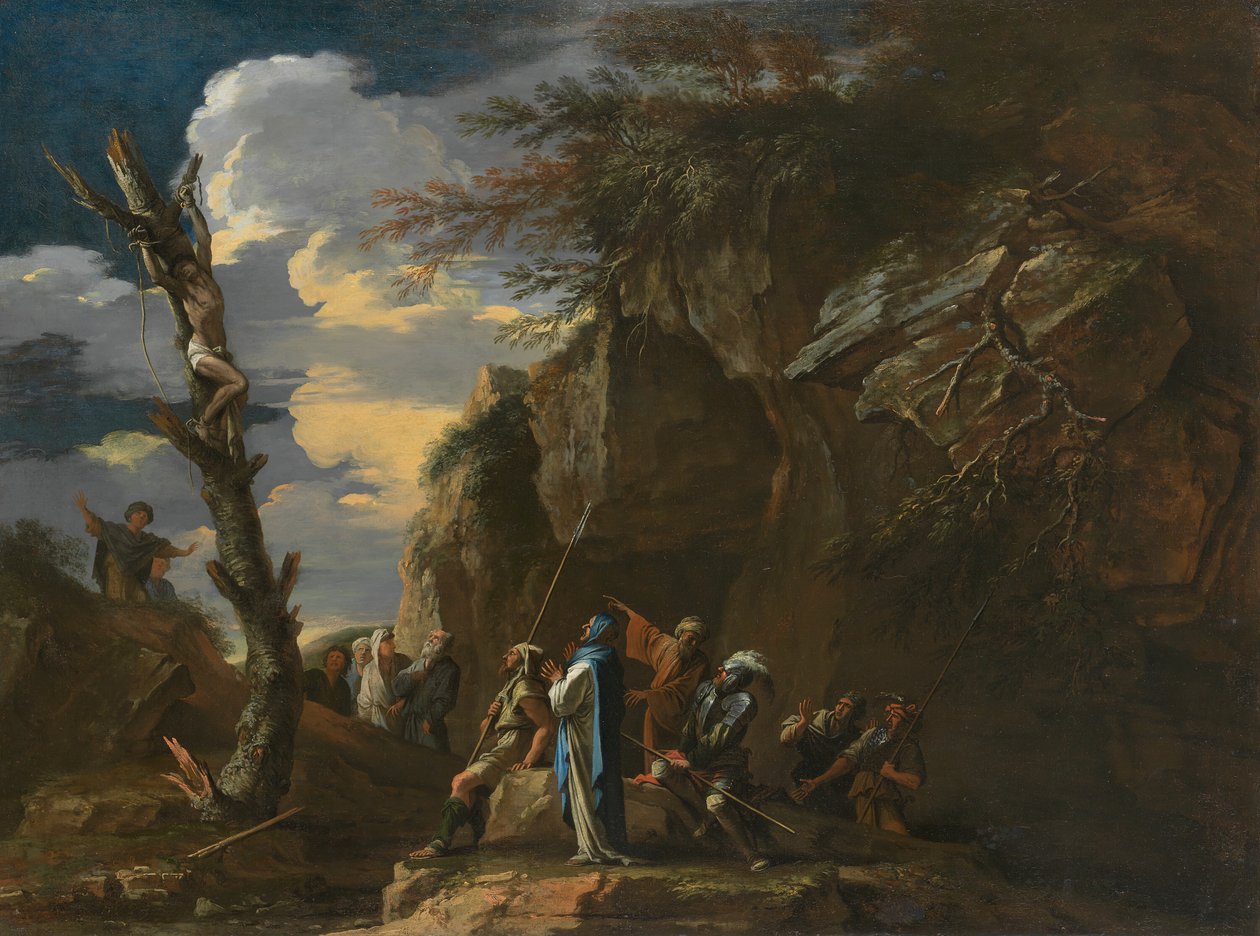 Crucificação de Polícrates, c. 1664. de Salvator Rosa