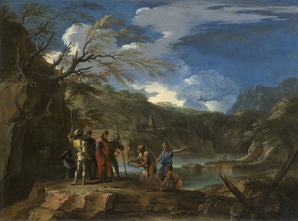 Policates e o pescador, c.1664 de Salvator Rosa