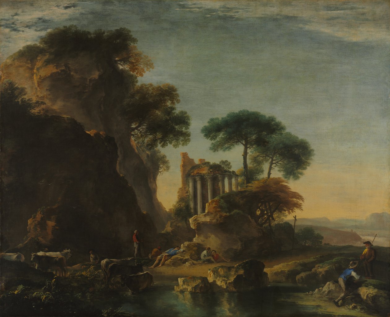 Ruínas em uma paisagem rochosa de Salvator Rosa