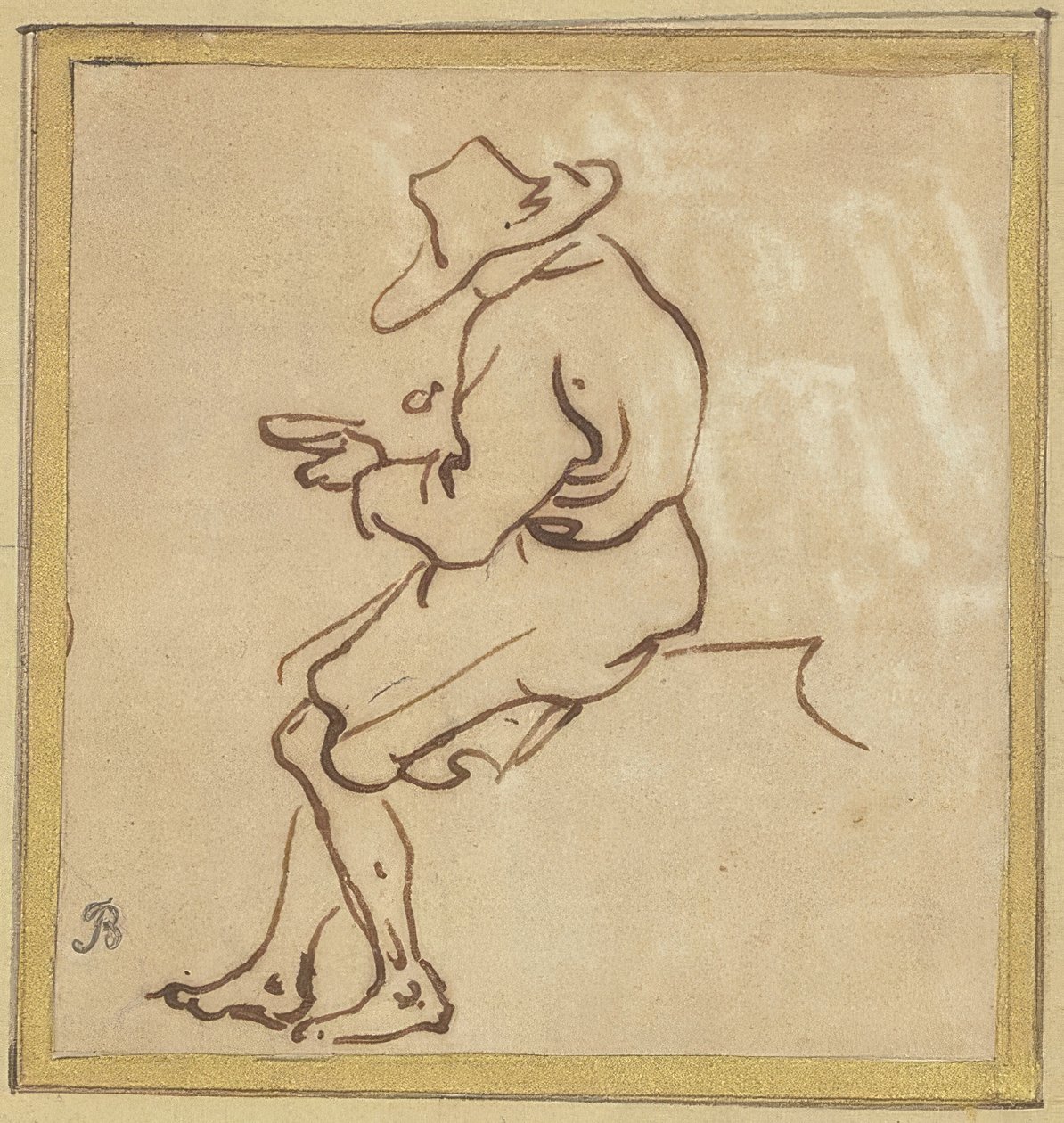 Homem sentado de perfil à esquerda de Salvator Rosa