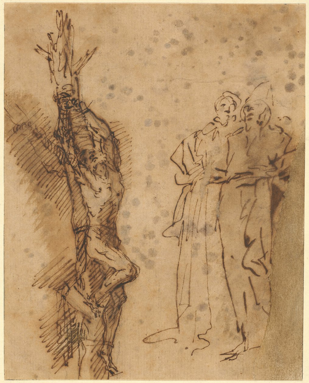 Estudo para a crucificação de Polícrates de Salvator Rosa