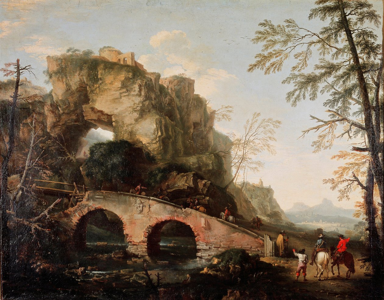 A ponte quebra Pintura por Salvator (Salvatore) Rosa (1615-1673) 1640 aproximadamente Dim. 106x127 cm Florença, Palazzo Pitti, Galleria Palatina de Salvator Rosa