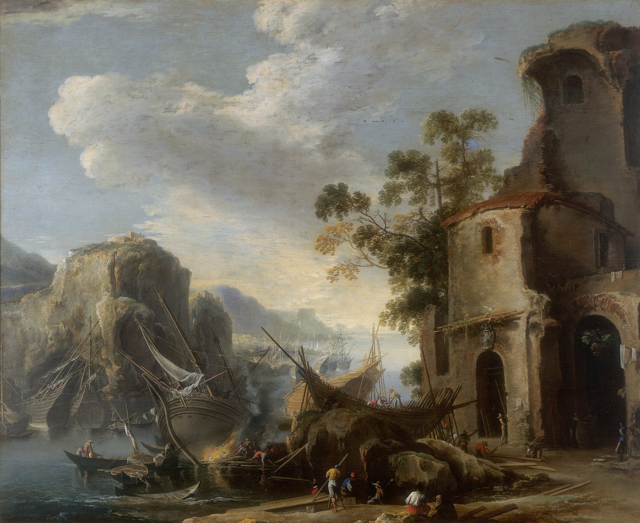 Vista de uma baía, obra de Salvatore Rosa, conservada na Galleria Estense em Modena de Salvator Rosa