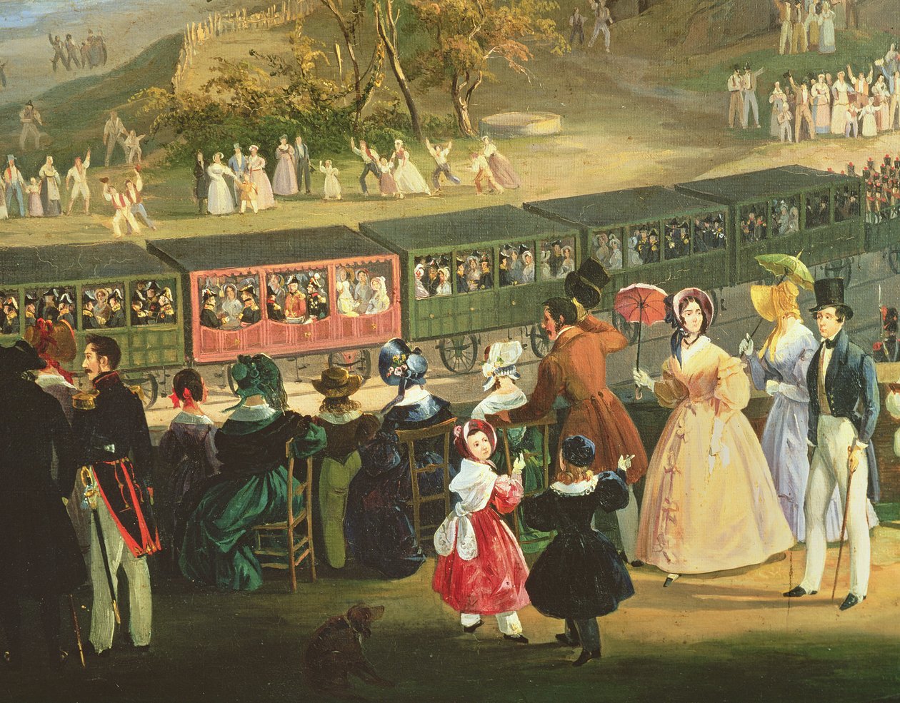A abertura da estrada de ferro Nápoles-Portici em 1839 (detalhe de 20137) de Salvatore Fergola