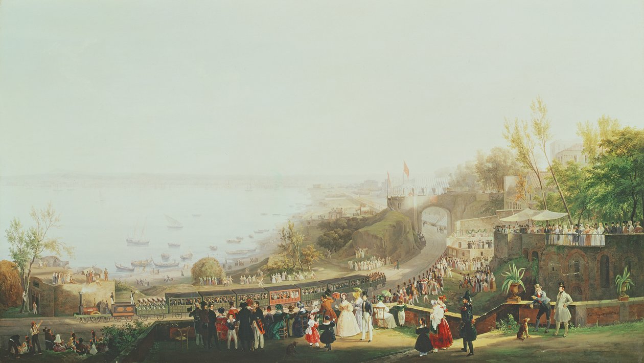 A abertura da estrada de ferro Nápoles-Portici em 1839 (veja também 352322) de Salvatore Fergola
