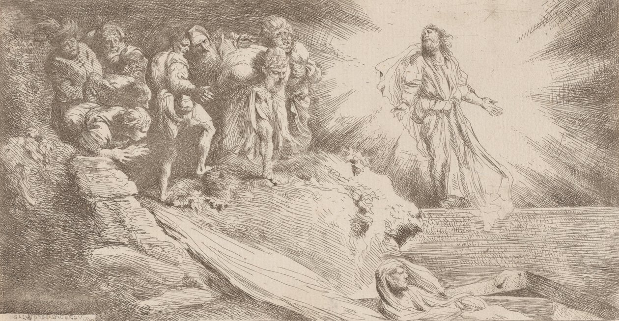 Ressurreição de Lázaro, 1645. de Salvatore Castiglione