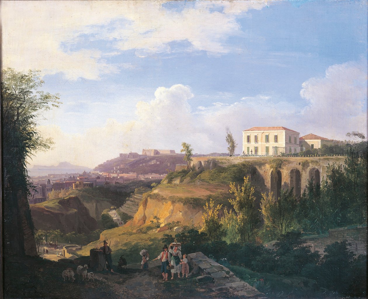 Itália, Nápoles, vista da herdade Villa Ruffo em Capodimonte de Salvatore Fergola
