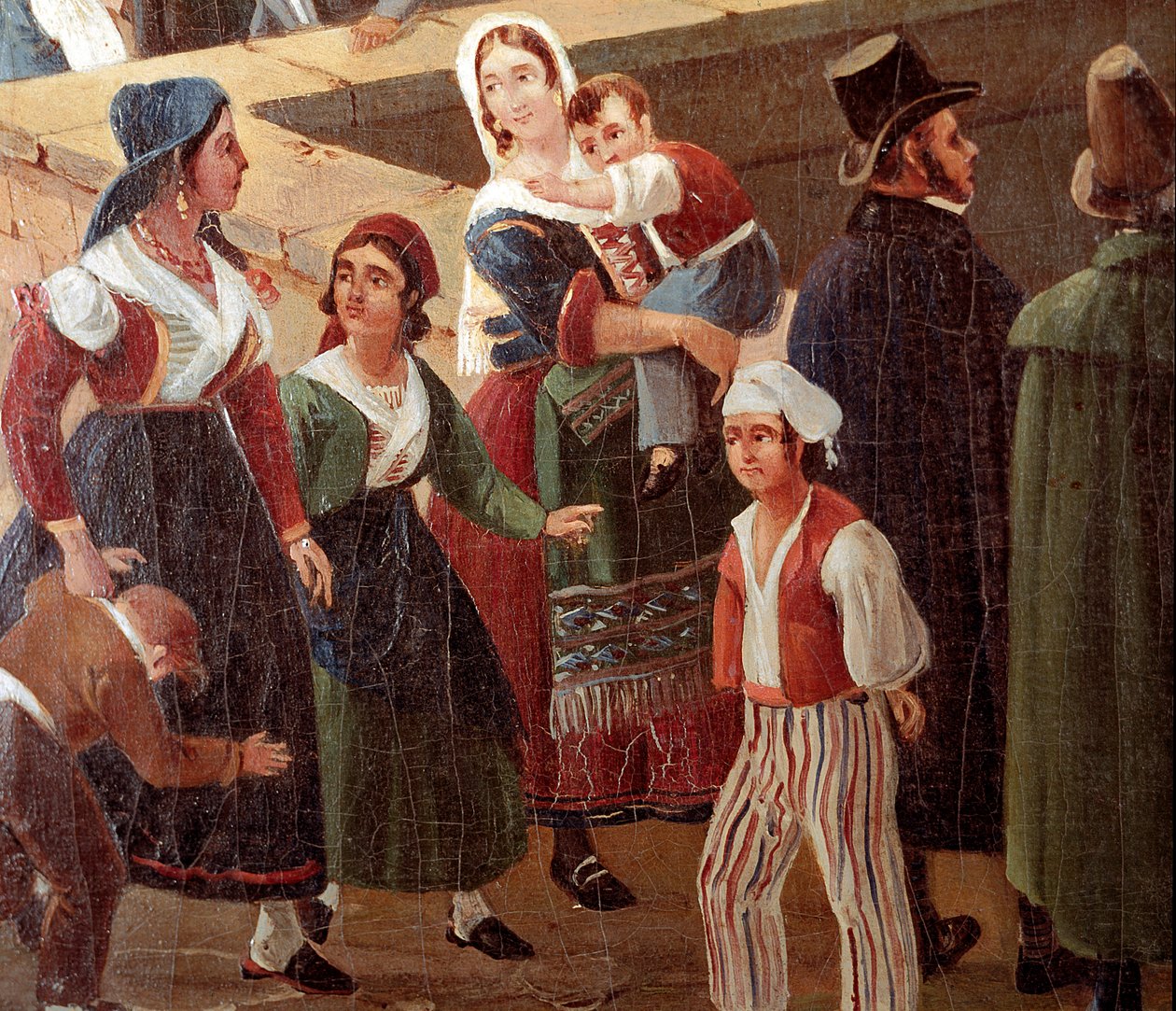 Fatos tradicionais napolitanos: pessoas comuns Detalhe de uma pintura de Salvatore Fergola (1799-1877) 1859 Museo Nazionale di San Martino Nápoles de Salvatore Fergola
