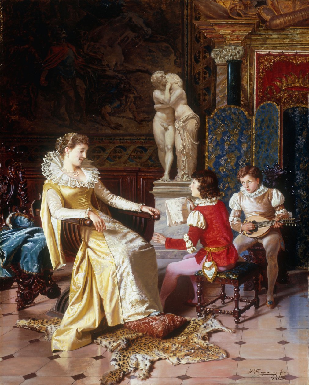 Isabella Orsini ouvindo os Filhos do Tasso, c.1897 de Salvatore Frangiamore