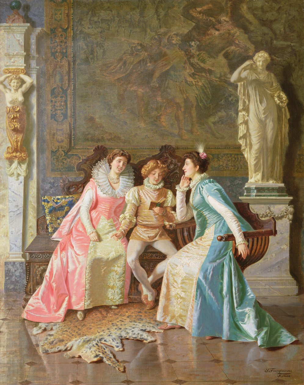 Leitura, c.1890 (óleo sobre tela) de Salvatore Frangiamore