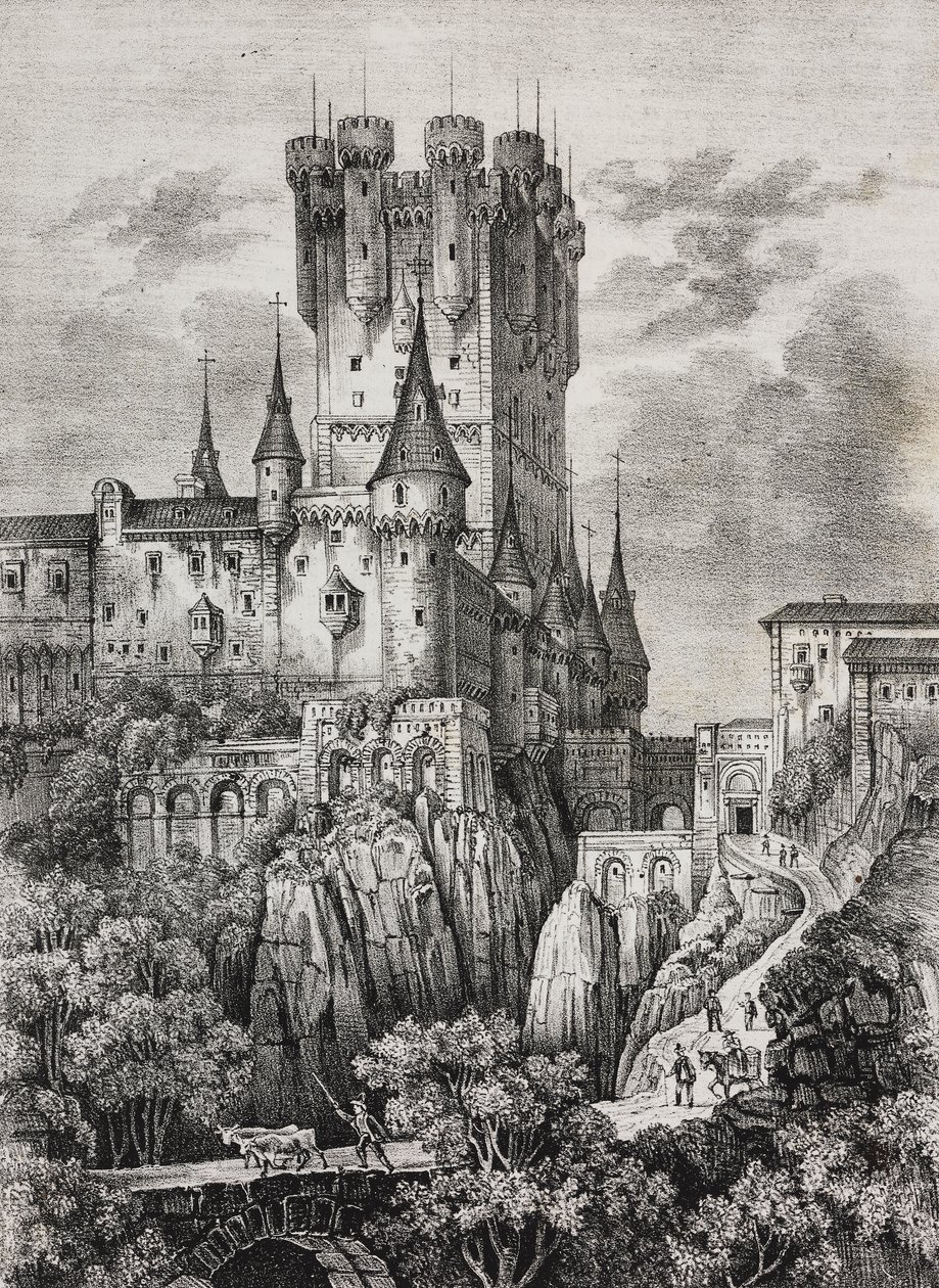 Alcazar de Segóvia, Espanha, litografia de Salvatore Puglia de Poliorama Pittoresco, n 36, 12 de Abril de Salvatore Puglia