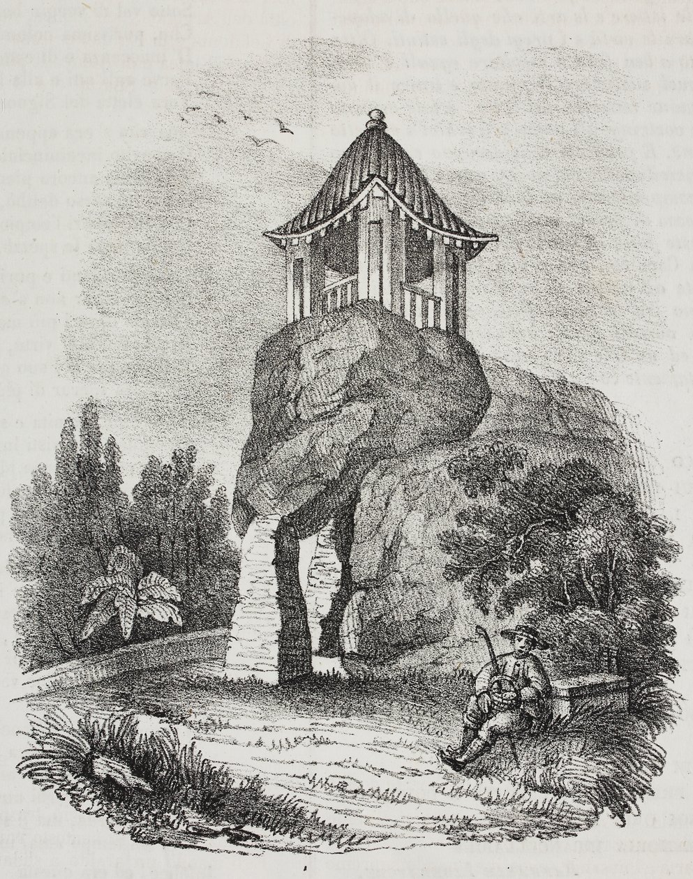 Gruta de Camoens, Macau, China, litografia de Salvatore Puglia de Poliorama Pittoresco, n 15, 19 de Novembro de Salvatore Puglia