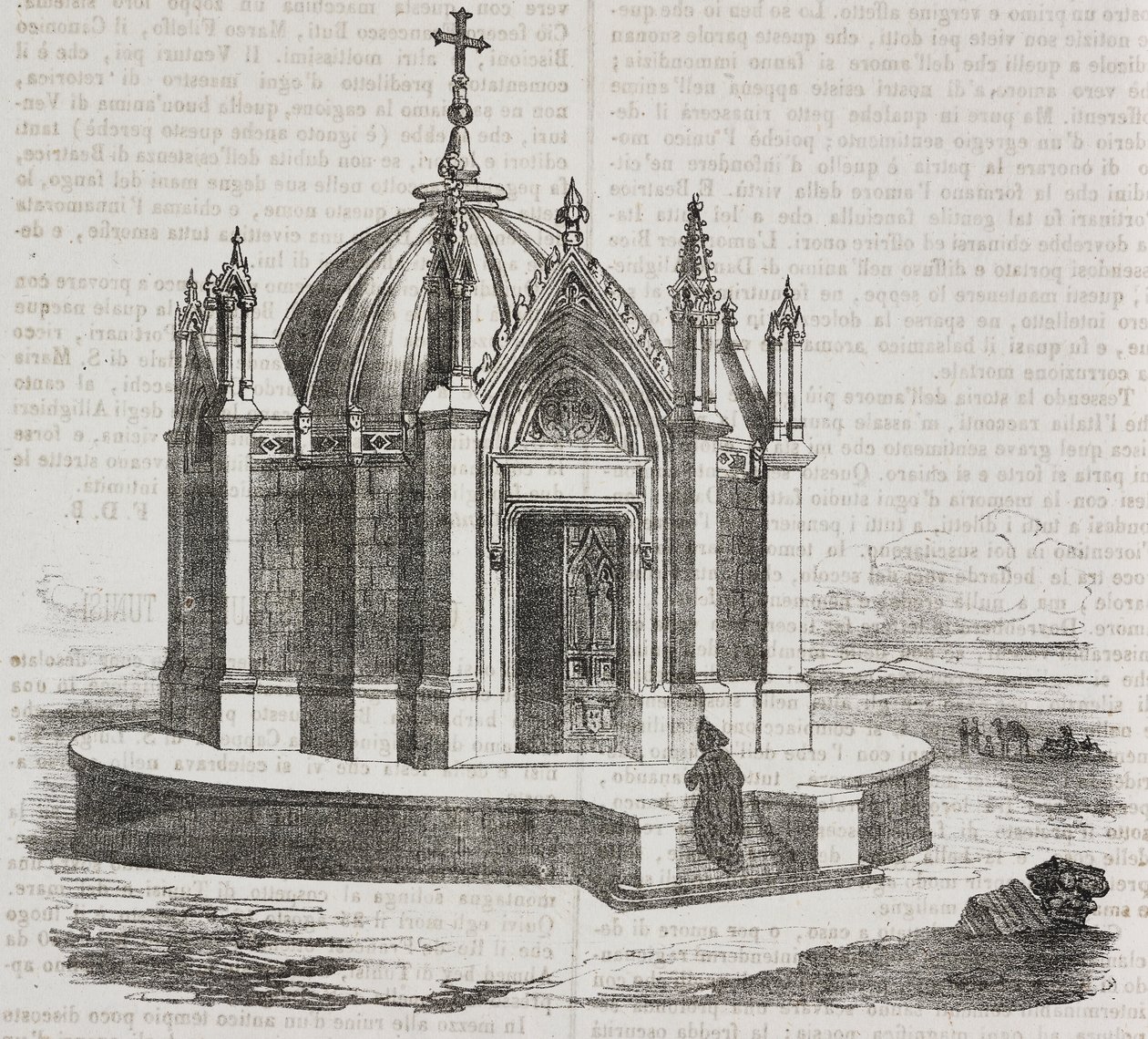 Capela de St Louis em Tunis, Tunísia, litografia de Salvatore Puglia de Poliorama Pittoresco, n 38, 27 de Abril de Salvatore Puglia