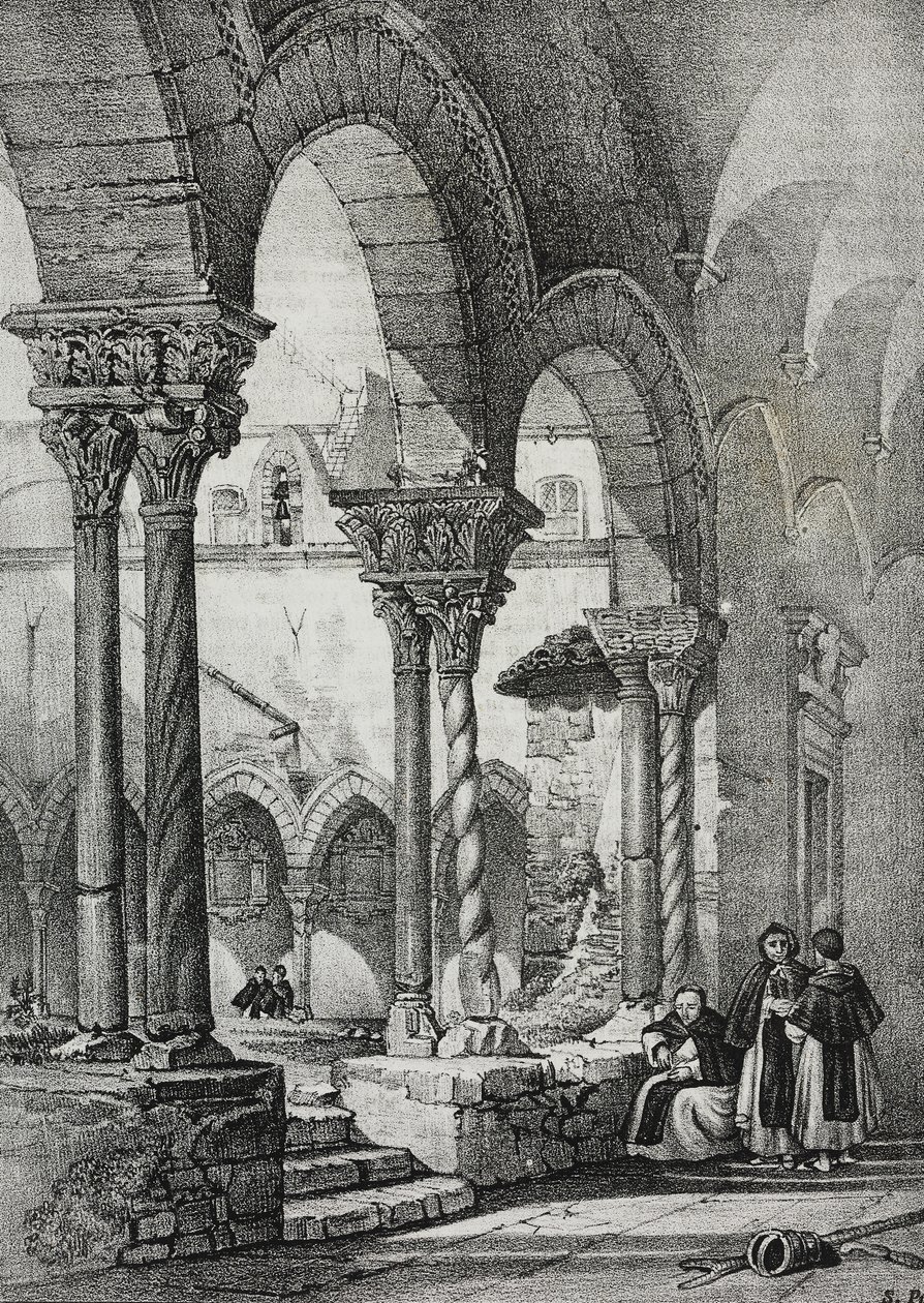 Claustro da Igreja de São Domingos, Palermo, litografia de Salvatore Puglia de Poliorama Pittoresco, n 11, 23 de Outubro de Salvatore Puglia