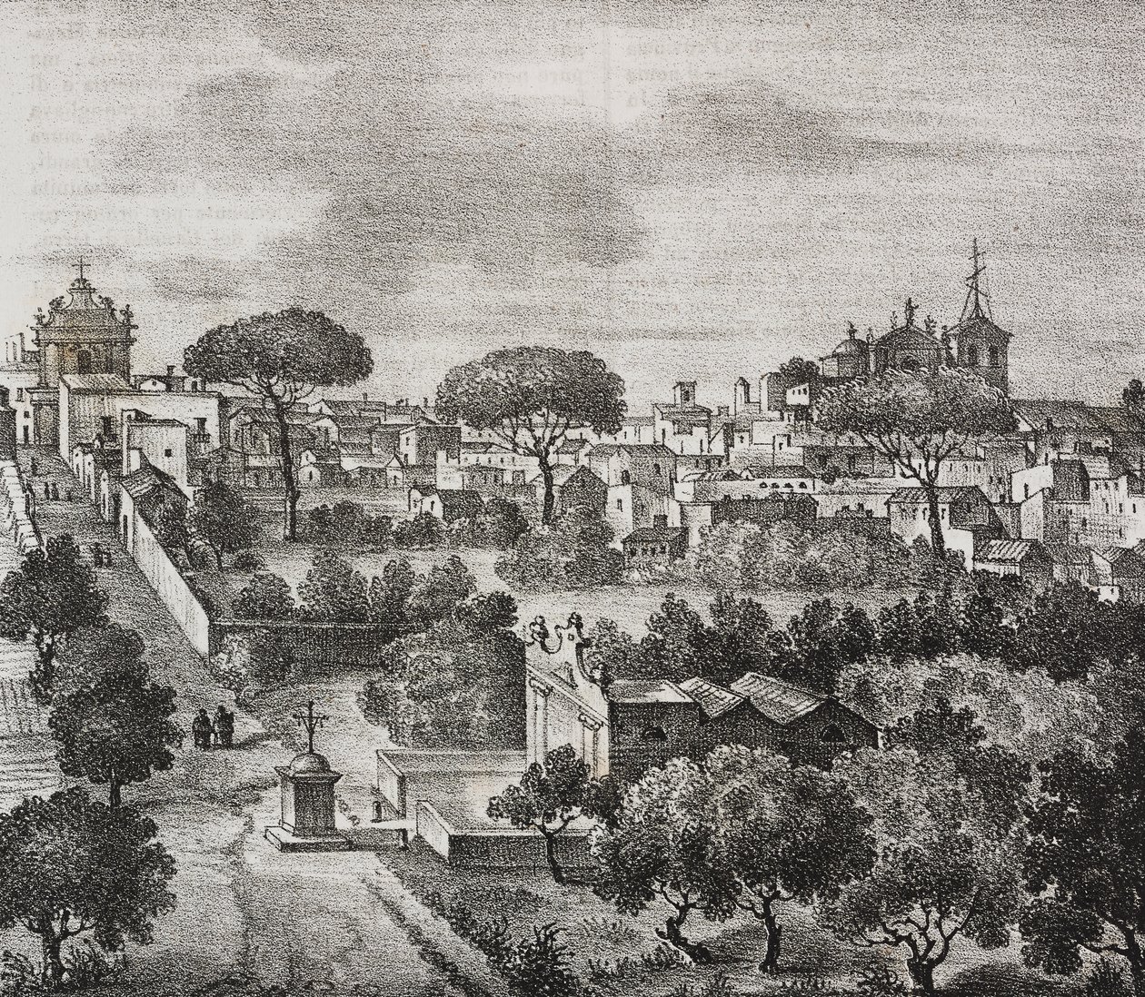 Vista leste de Mesagne, Apúlia, Itália, litografia de Salvatore Puglia de Poliorama Pittoresco, n 45, 15 de Junho de Salvatore Puglia