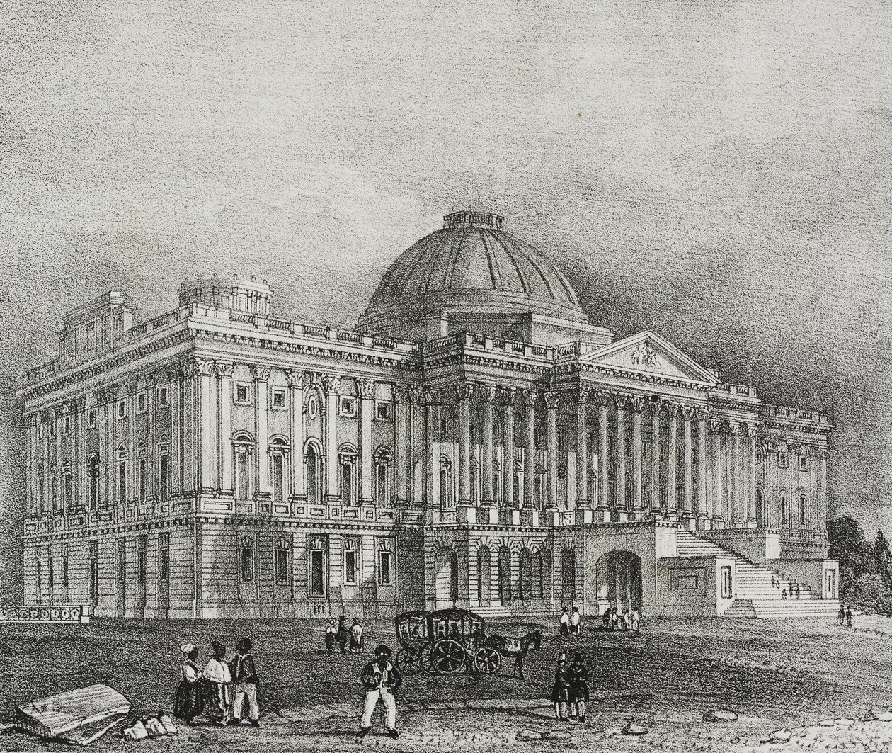 Fachada do edifício Capitol em Washington, EUA, litografia de Salvatore Puglia de Poliorama Pittoresco, n 42, 28 de Maio de Salvatore Puglia