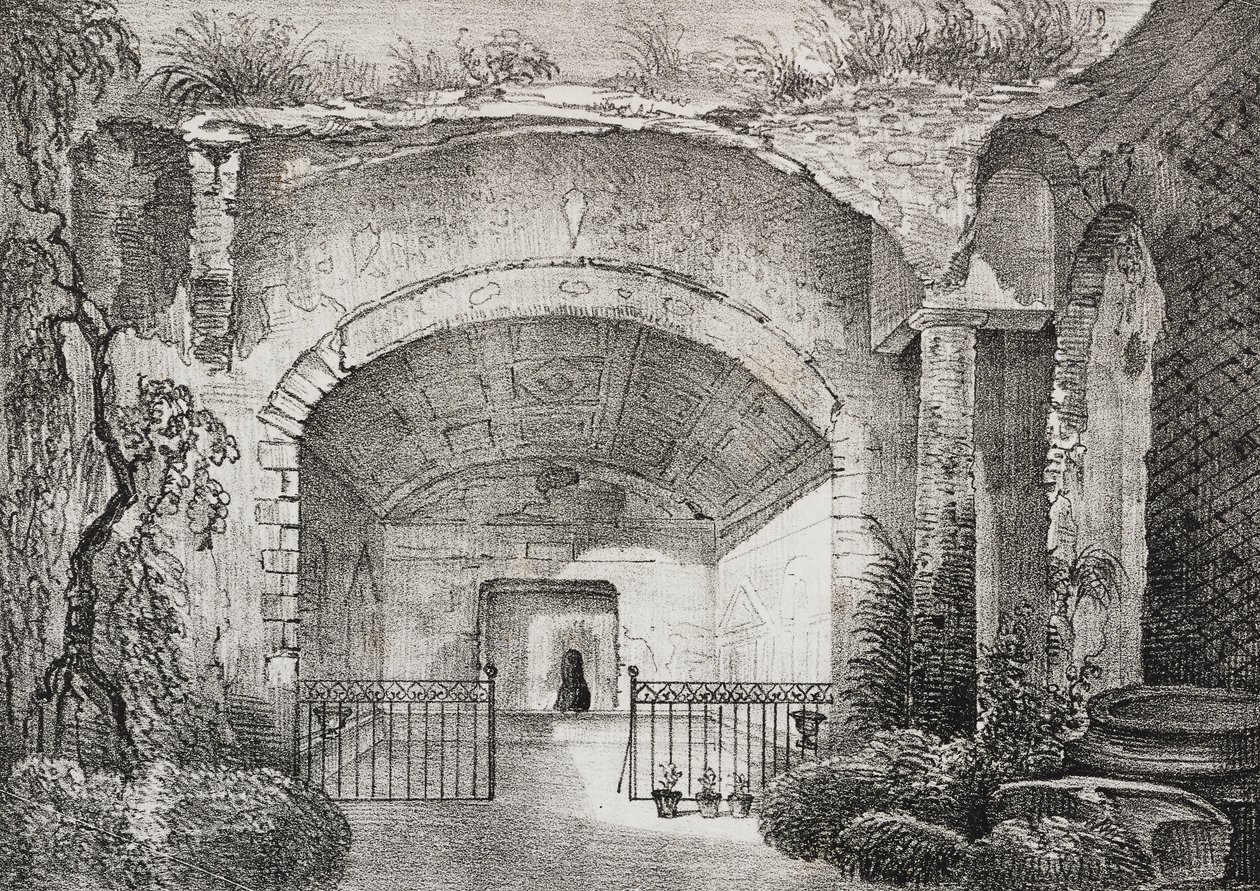 Salão na antiga villa do Príncipe de Caposele em Formia, Lazio, Itália, litografia de Salvatore Puglia de Poliorama Pittoresco, n 23, 11 de Janeiro de Salvatore Puglia