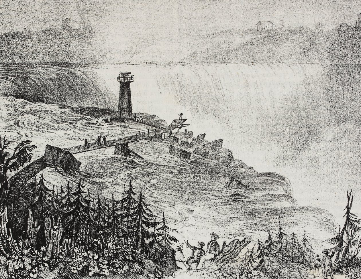 Cascata em ferradura, Ontário, Canadá, litografia de Salvatore Puglia de Poliorama Pittoresco, n 6, 17 de Setembro de Salvatore Puglia