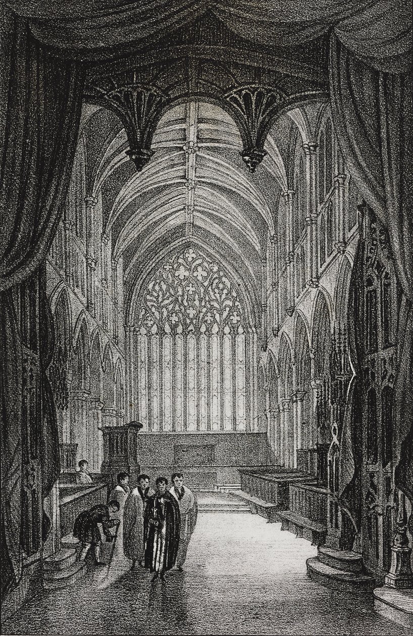 Interior da Catedral de Carlisle, Reino Unido, litografia de Salvatore Puglia de Poliorama Pittoresco, n 25, 25 de Janeiro de Salvatore Puglia