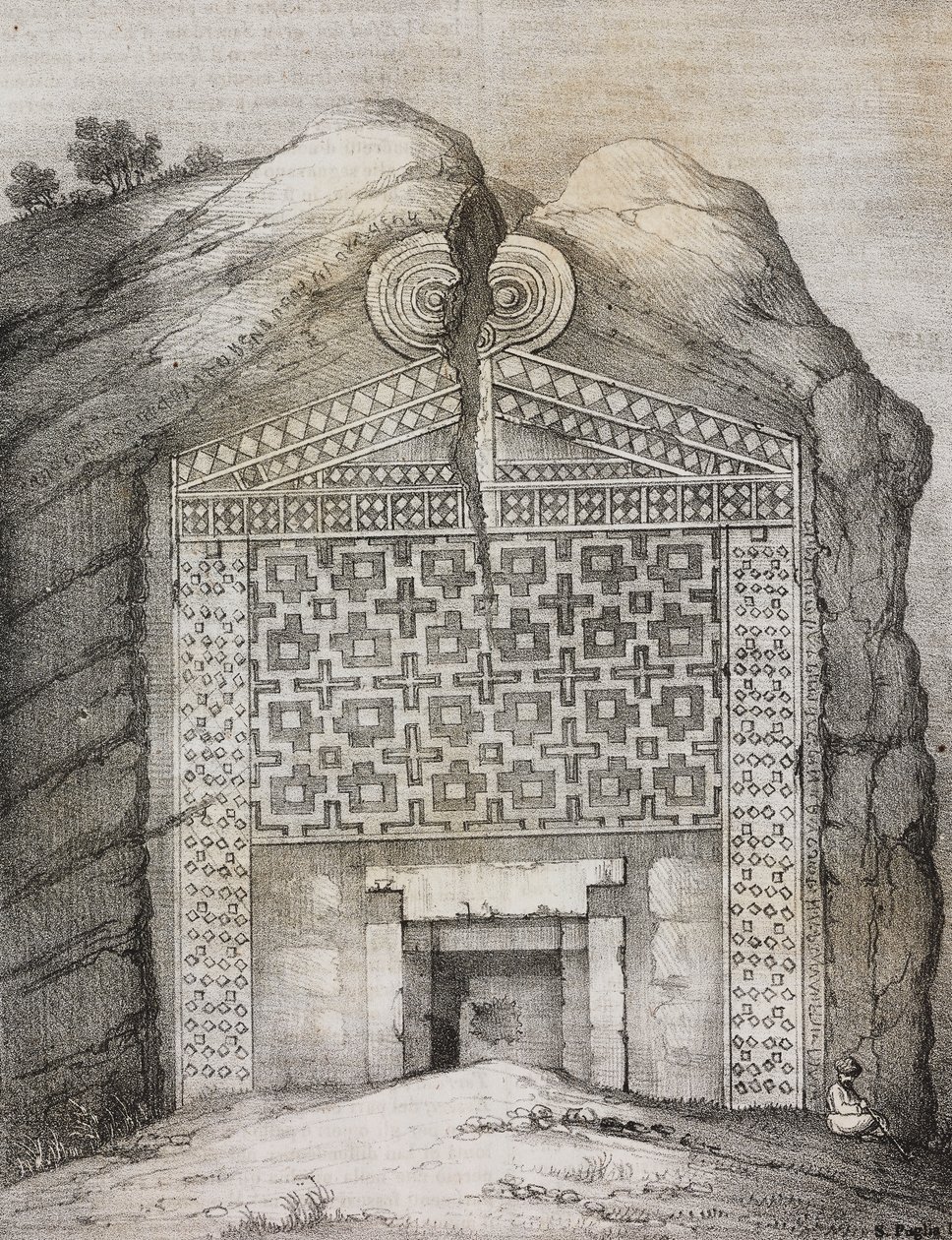 Túmulo de Midas, Midas Sehri, Turquia, litografia de Salvatore Puglia de Poliorama Pittoresco, n 41, 18 de Maio de Salvatore Puglia