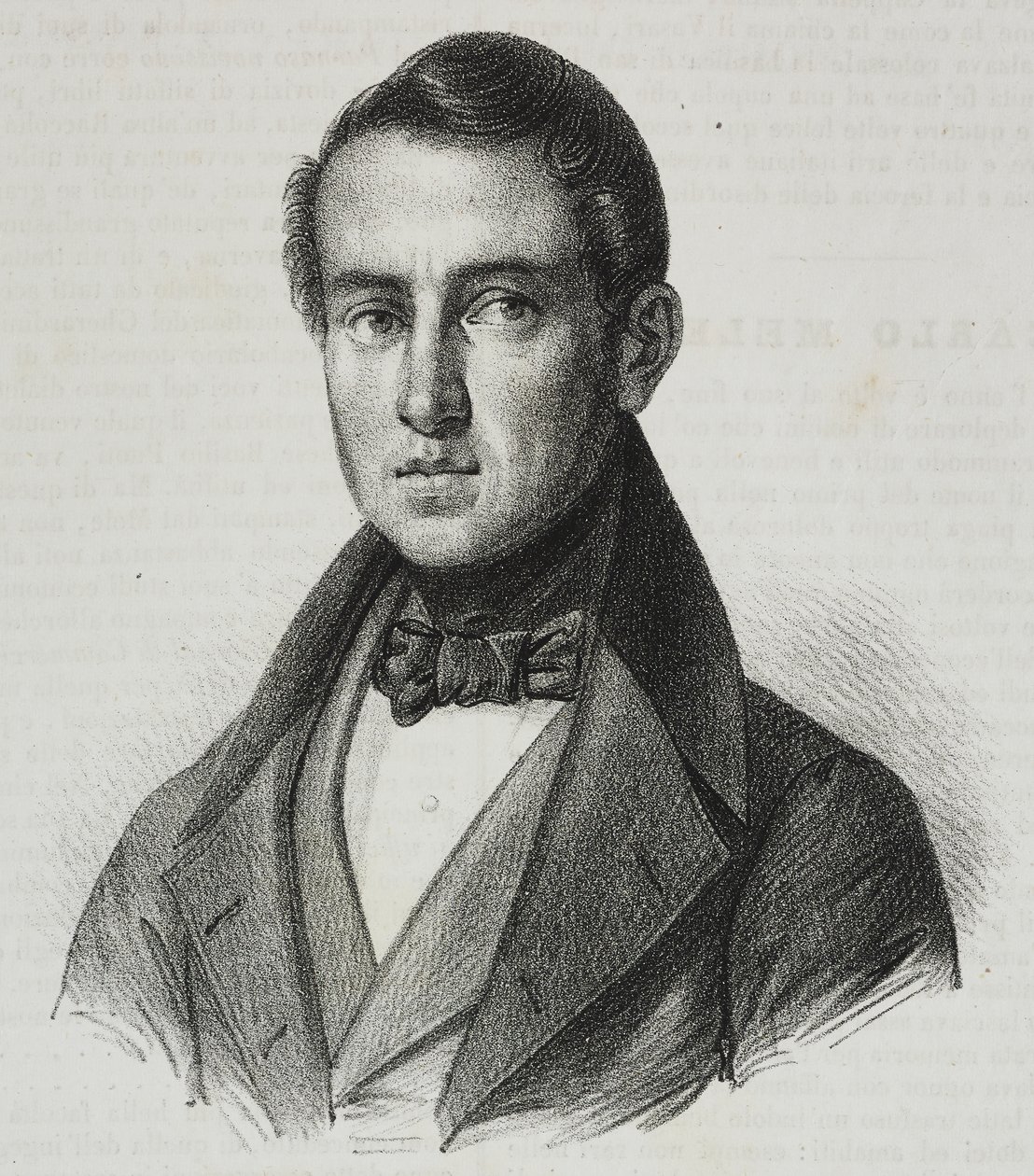 Retrato de Carlo Mele (1792-1841), litografia de Salvatore Puglia de Poliorama Pittoresco, n 15, 20 de Novembro de Salvatore Puglia