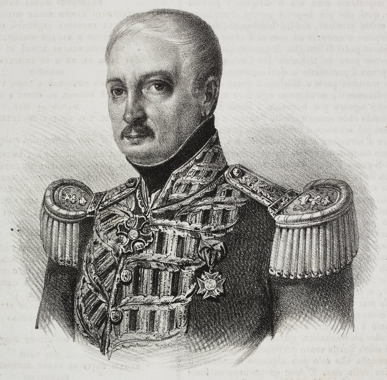 Retrato do Marechal Francesco Maria Tanchi (1773-1843), litografia de Salvatore Puglia de Poliorama Pittoresco, n 46, 24 de Junho de Salvatore Puglia