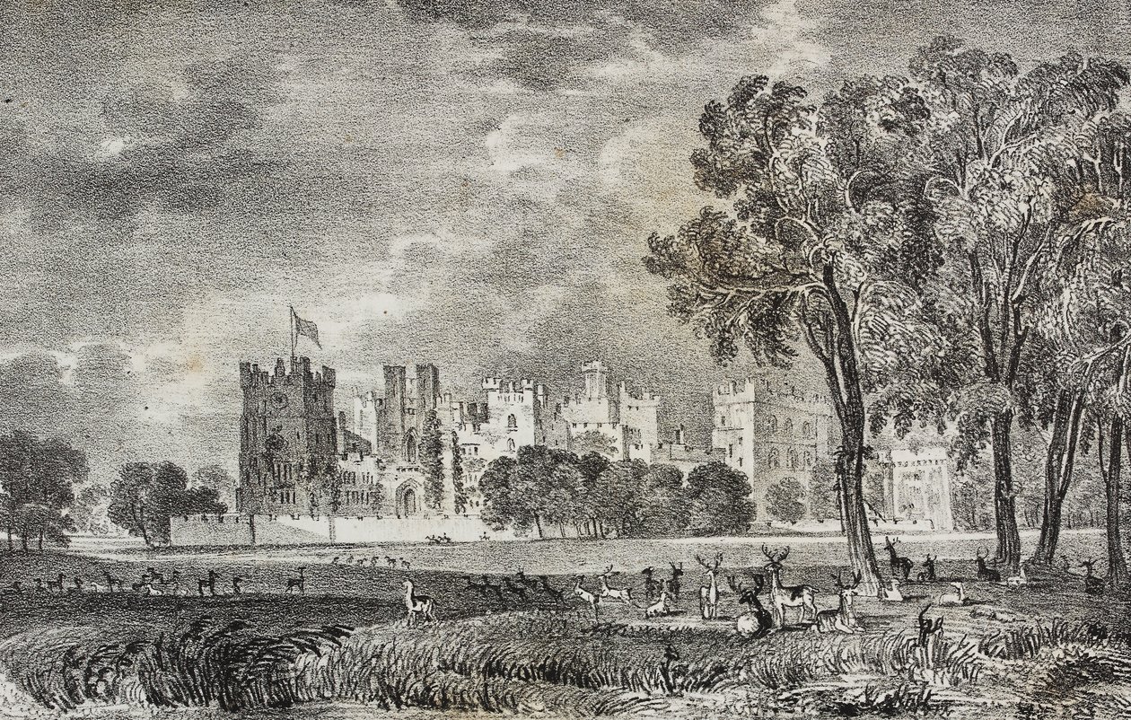 Raby Castle, Durham, Inglaterra, Reino Unido, litografia de Salvatore Puglia de Poliorama Pittoresco, n 42, 27 de Maio de Salvatore Puglia