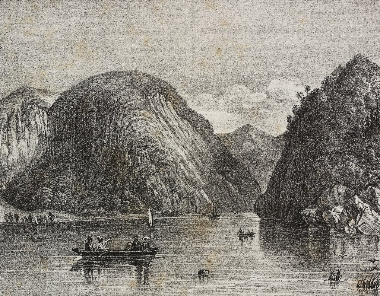 Passagem Rogers no Lago George, Estados Unidos da América, litografia de Salvatore Puglia de Poliorama Pittoresco, n 33, 25 de Março de Salvatore Puglia