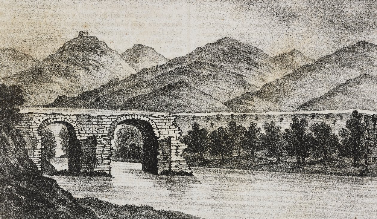 A ponte partida perto de Cápua, Campânia, Itália, litografia de Salvatore Puglia de Poliorama Pittoresco, n 23, 13 de Janeiro de Salvatore Puglia