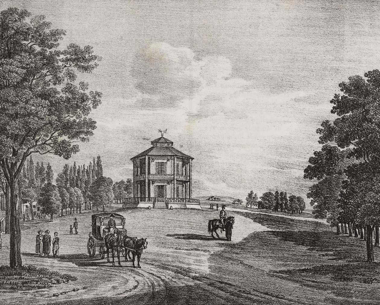 Vienna Prater, Áustria, litografia de Salvatore Puglia de Poliorama Pittoresco, n 34, 29 de Março de Salvatore Puglia