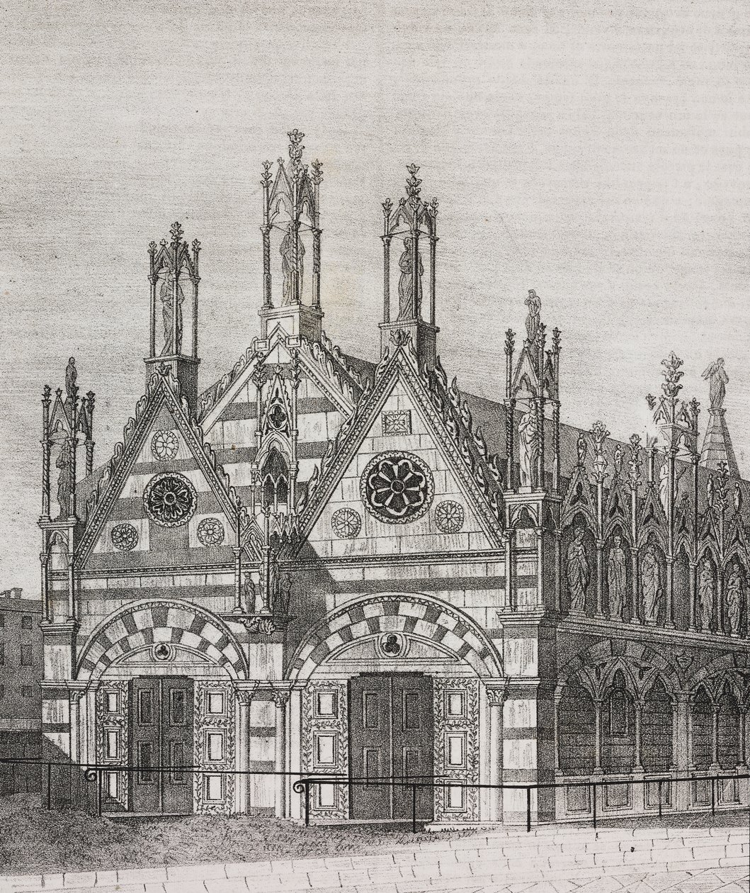Vista da Igreja de Santa Maria della Spina em Pisa, Toscana, Itália, litografia de Salvatore Puglia de Poliorama Pittoresco, n 34, 29 de Março de Salvatore Puglia