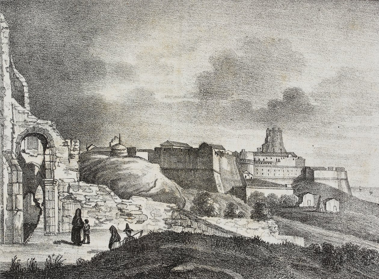 Vista de Crotone, Calabria, Itália, litografia de Salvatore Puglia de Poliorama Pittoresco, n 51, 29 de Julho de Salvatore Puglia