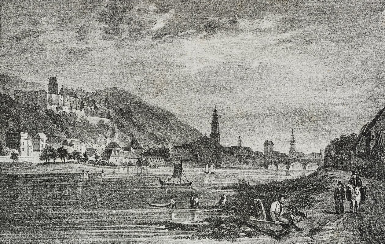 Vista de Heidelberg, Alemanha, litografia de Salvatore Puglia de Poliorama Pittoresco, n 28, 19 de Fevereiro de Salvatore Puglia