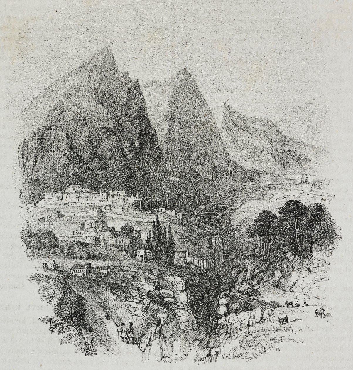 Vista do Monte Parnassus de Delphi, Grécia, litografia de Salvatore Puglia de Poliorama Pittoresco, n 46, 25 de Junho de Salvatore Puglia