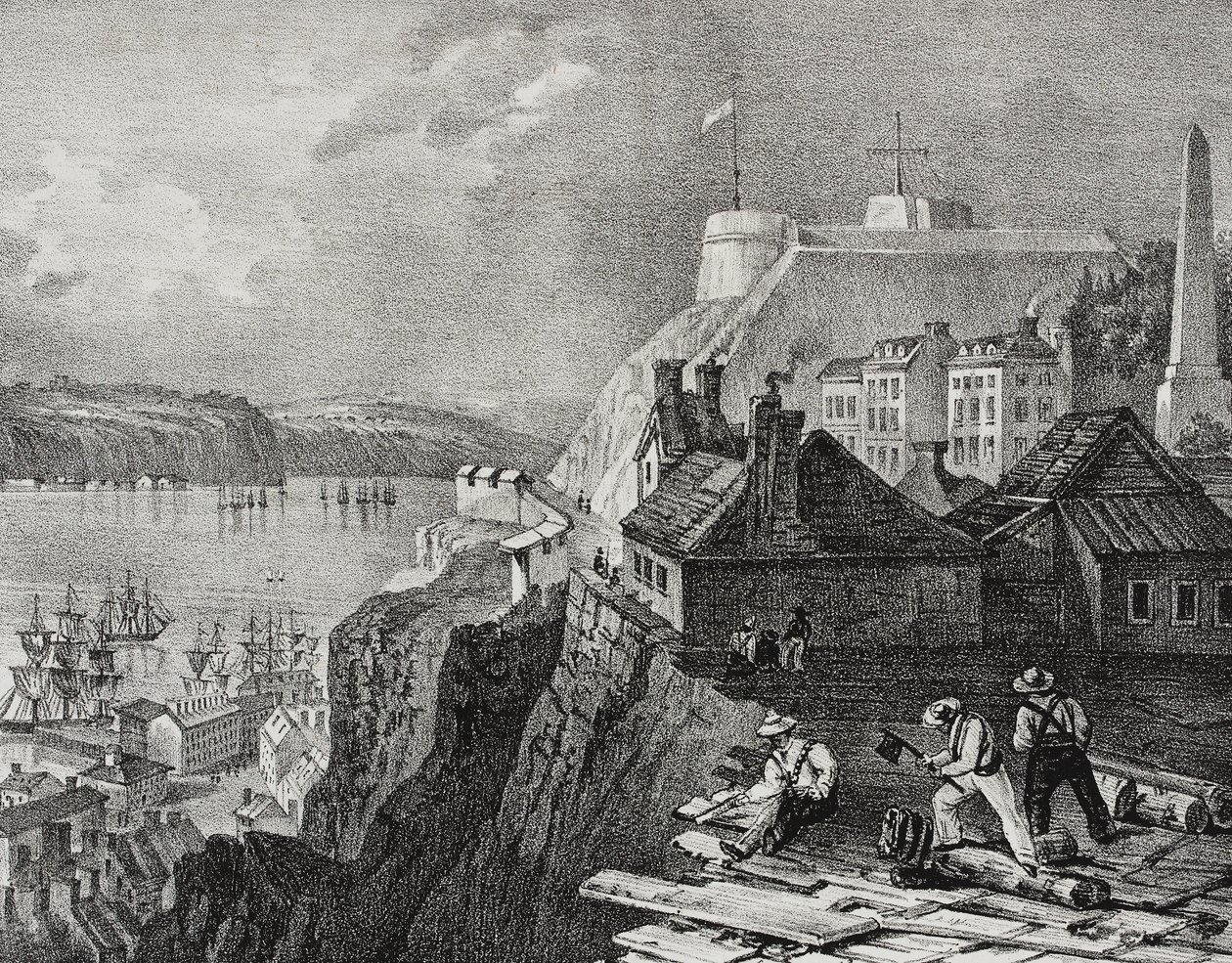 Vista da cidade de Quebec, Canadá, litografia de Salvatore Puglia de Poliorama Pittoresco, n 46, 24 de Junho de Salvatore Puglia
