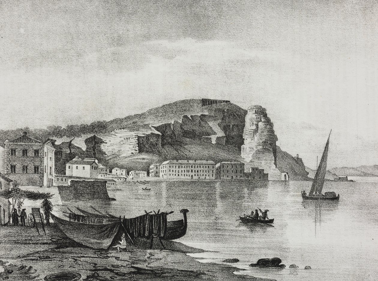 Vista de Terracina, Lazio, Itália, litografia de Salvatore Puglia de Poliorama Pittoresco, n 22, 8 de Janeiro de Salvatore Puglia