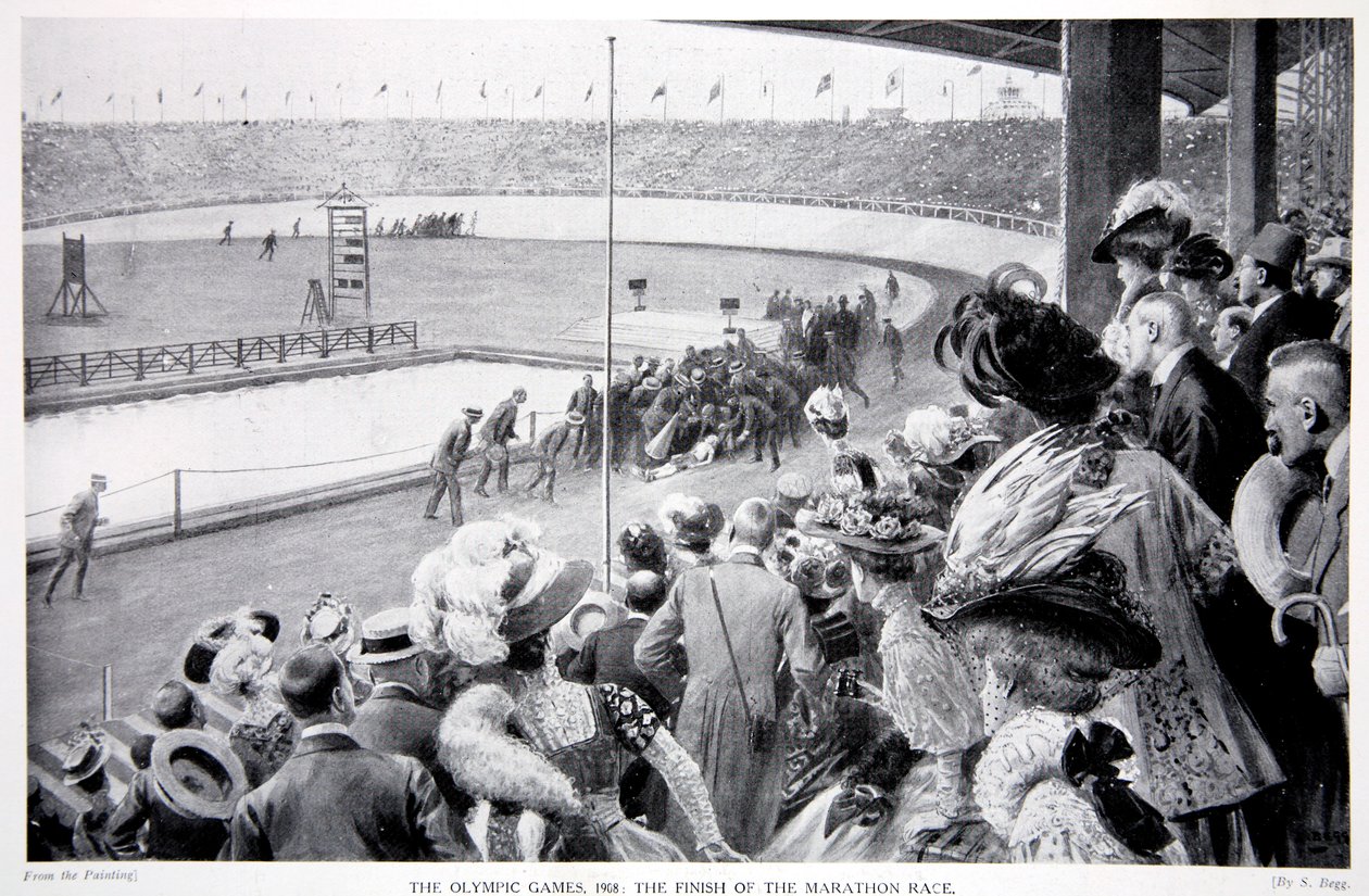 O final da maratona, os Jogos Olímpicos de 1908 de Samuel Begg
