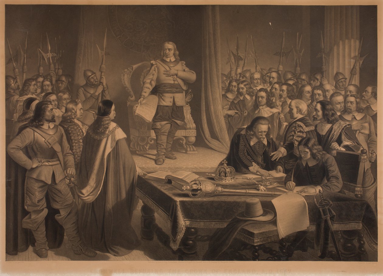 Cromwell recusando a coroa da Inglaterra de Samuel Bellin