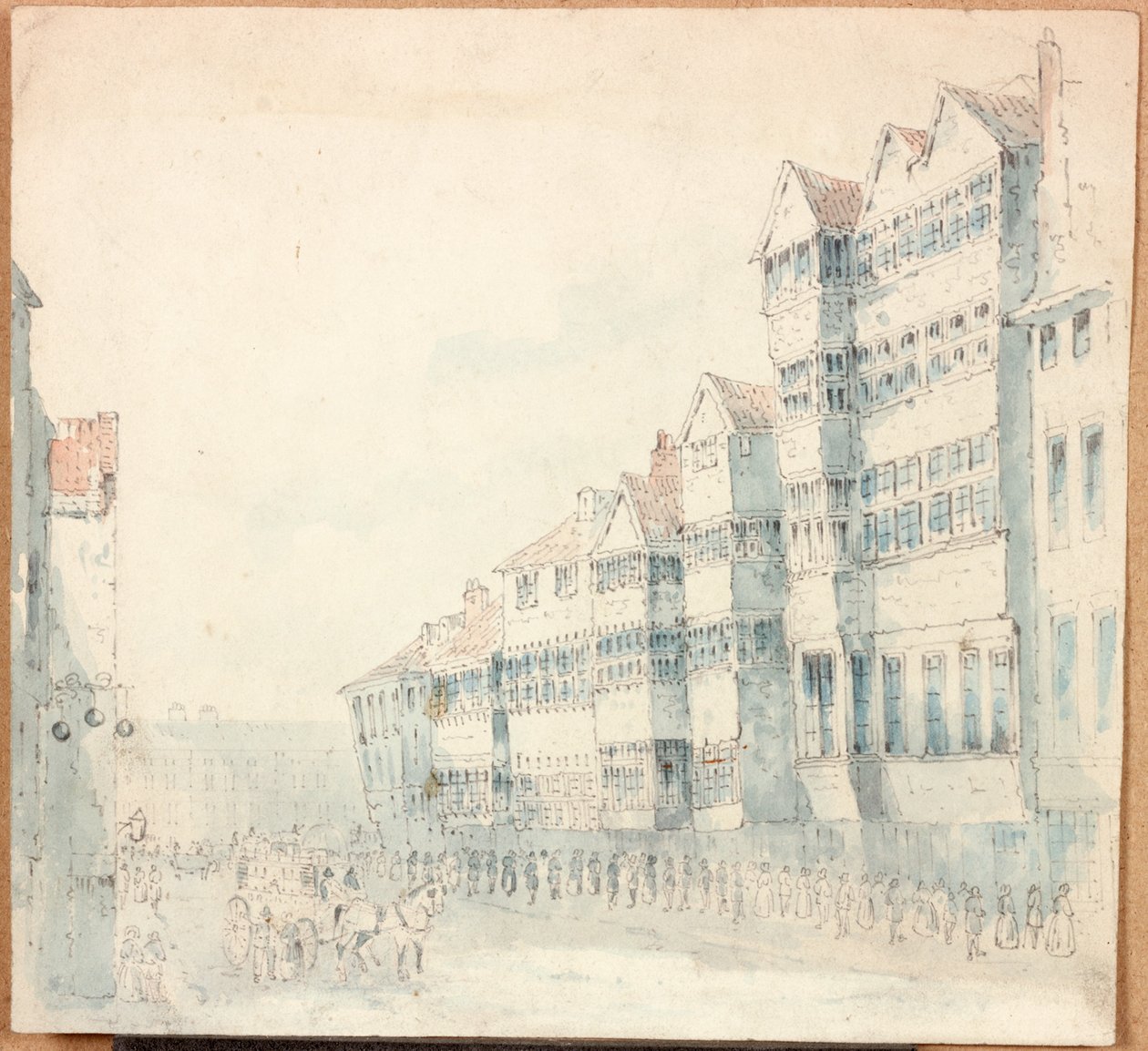 Cena de rua, 1843 (lápis e wc no papel) de Samuel Bilston