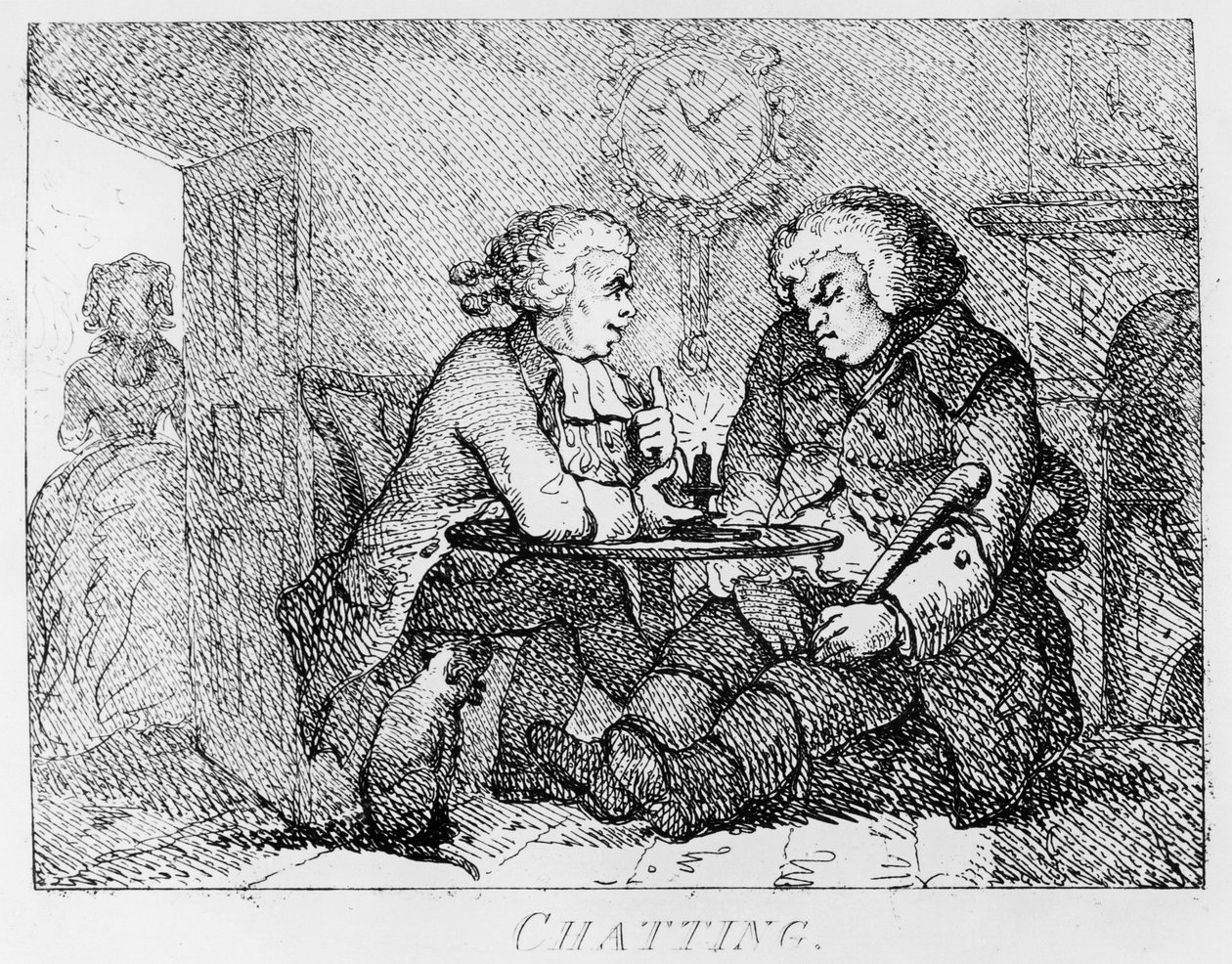 Bate-papo, ilustração de &39;belezas pitorescas de Boswell, parte o primeiro&39;, gravada por Thomas Rowlandson, 1786 de Samuel Collings