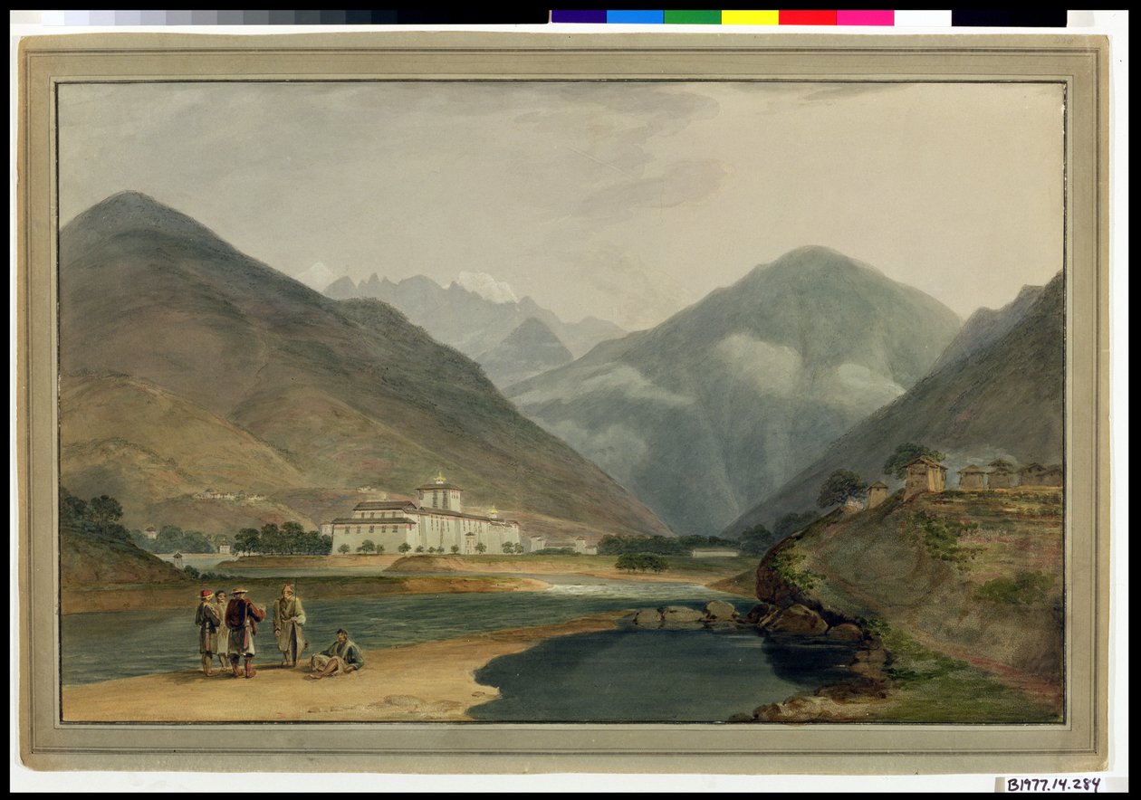 A antiga capital de inverno do Butão em Punakha Dzong, 1783 de Samuel Davis