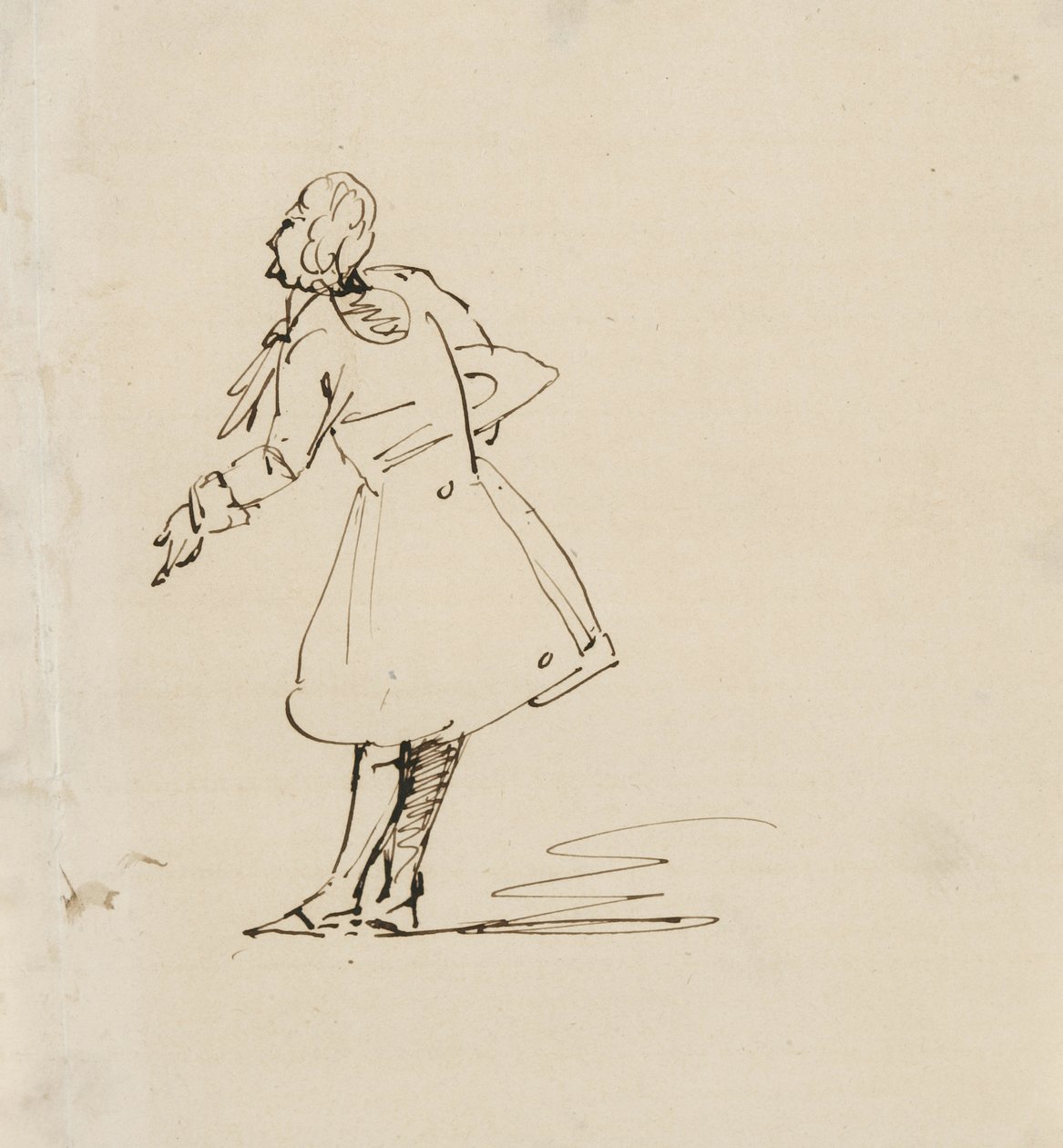 Esboço de homem curvando-se, 1840-42 (caneta e tinta marrom escuro em papel de creme wove) de Samuel Finley Breese Morse
