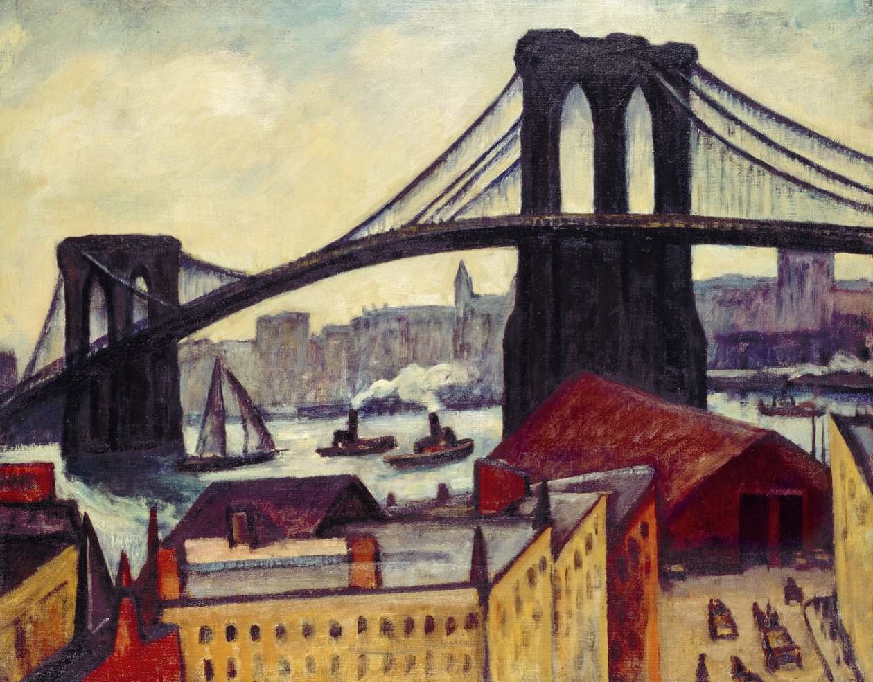 Vista, de, ponte brooklyn de Samuel Halpert