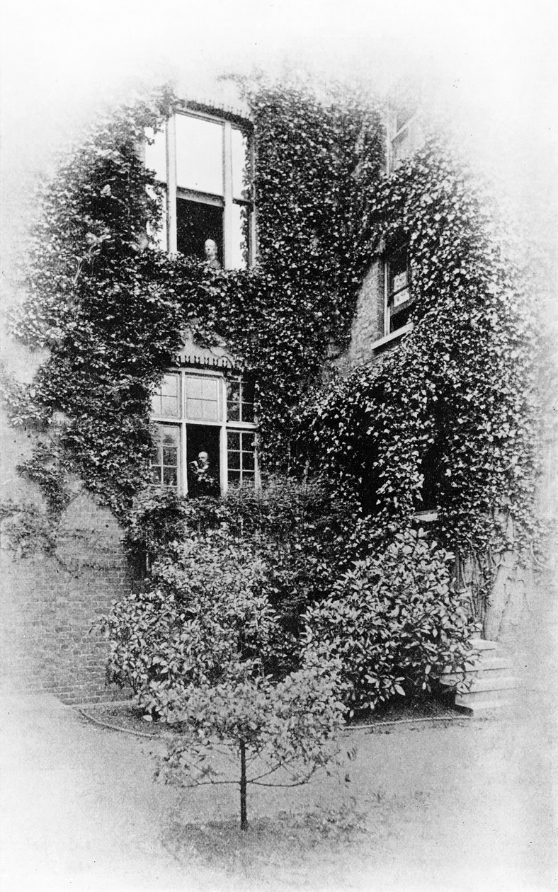 Verão no The Pines, Swinburnes em casa em Putney, c.1900-09 (foto bw) de Samuel James Poole