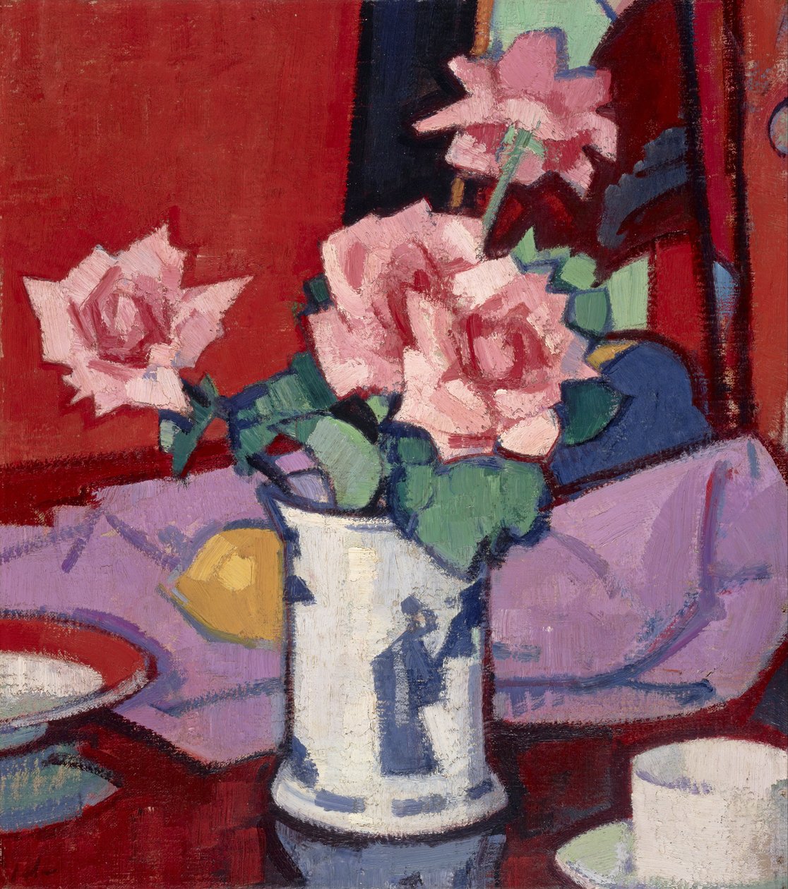Rosas cor de rosa, vaso chinês de Samuel John Peploe