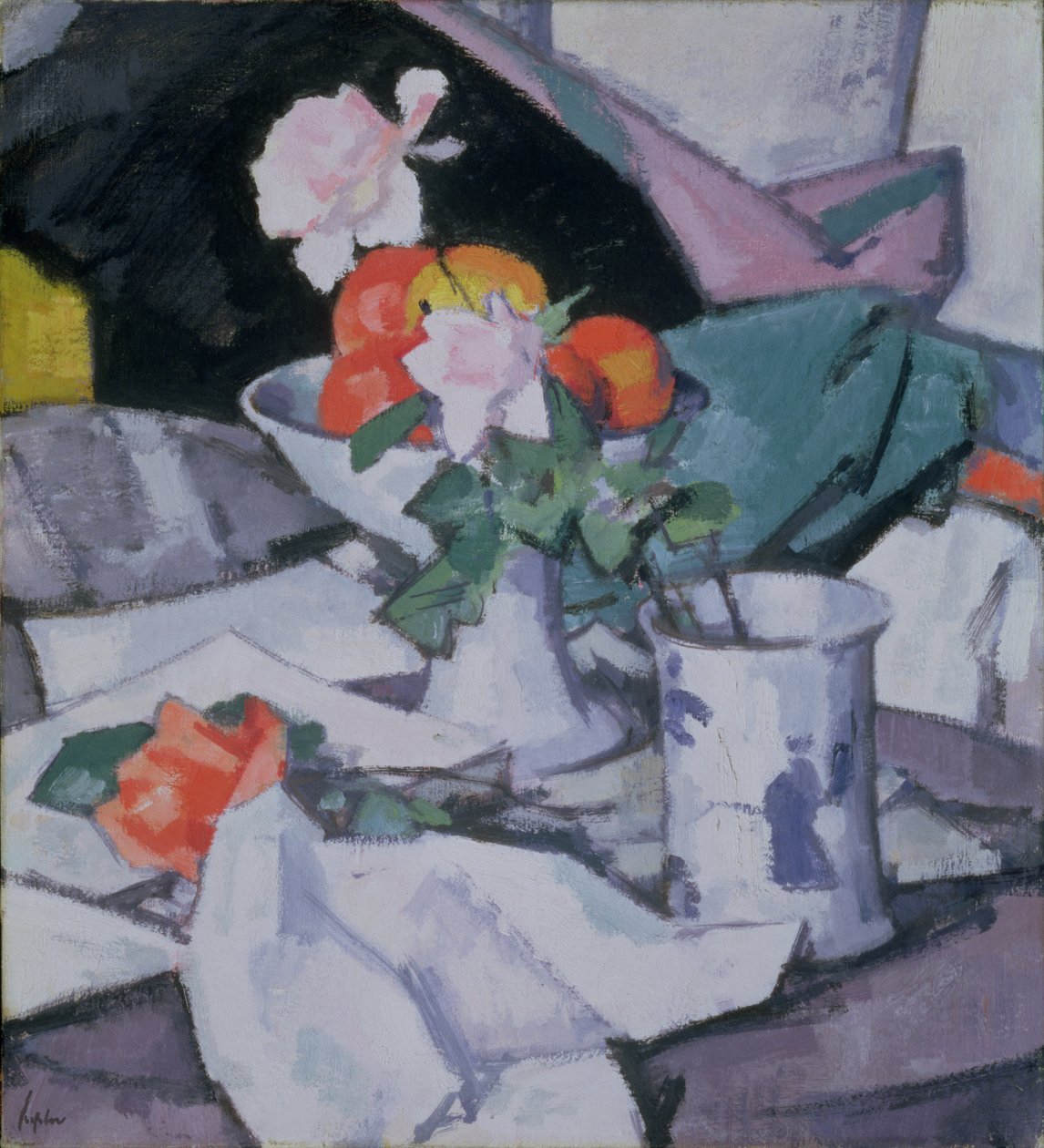 Ainda vida, rosas e jarra chinesa de Samuel John Peploe